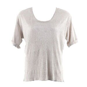 Style Co Sz XL Tan Silver 100% Polyester Cuffed Sleeve High Lo Zip Back Top